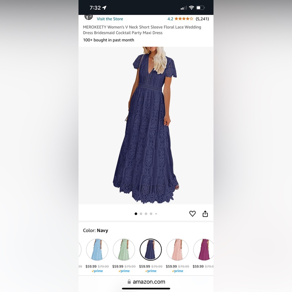 Navy Blue V Neck Dress